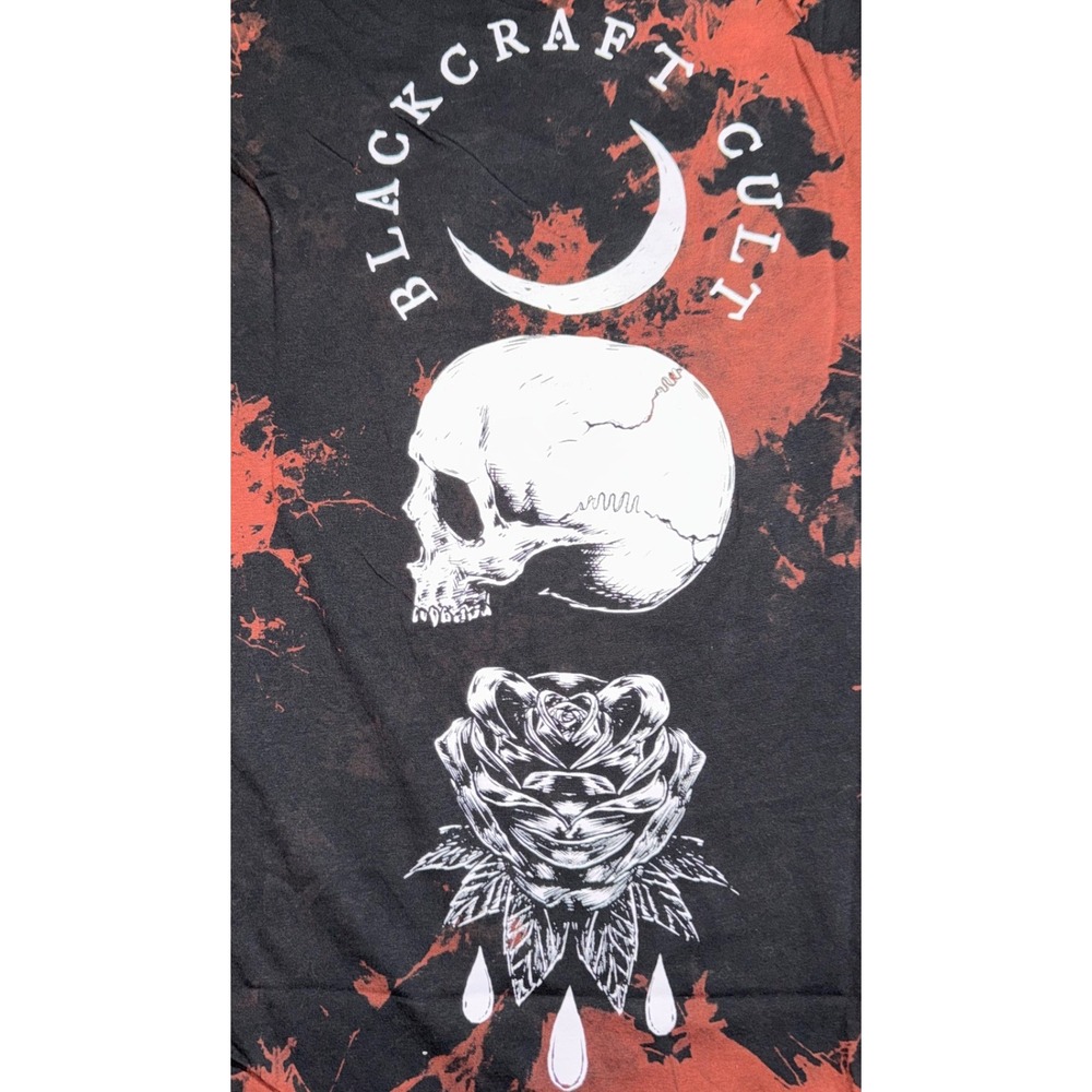 BlackCraft Cult Acid Wash Skull Moon Rose Gothic Punk Lunar Occult Tank Sz L - Picture 4 of 11